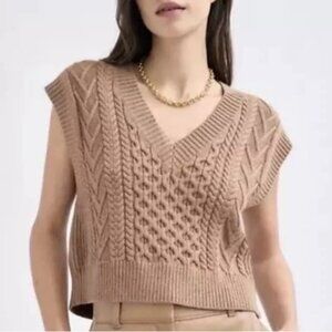 Aritzia Tan Cable Knit Sweater Vest